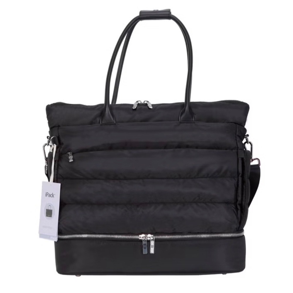 IPack Puffy Tote Built in Luggage Travel Sleeve Black NWT